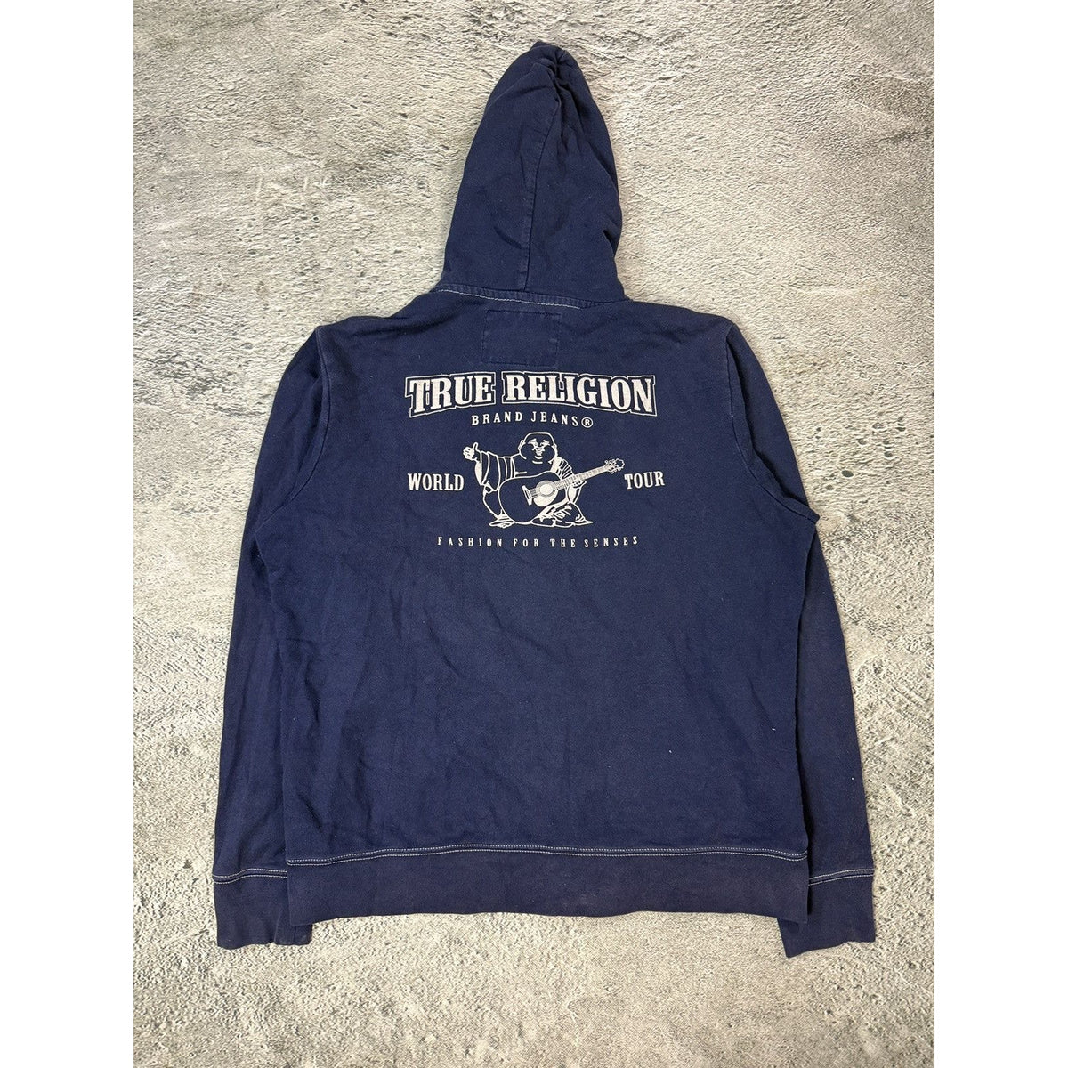 True Religion vintage Navy blue zip hoodie big logo