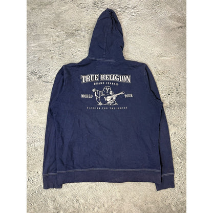 True Religion vintage Navy blue zip hoodie big logo
