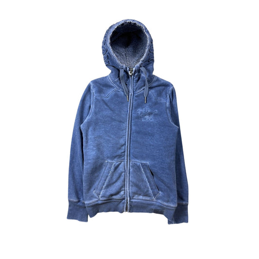 True Religion zip blue hoodie vintage sherpa big logo