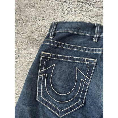 True Religion blue jeans white thick stitching Y2K