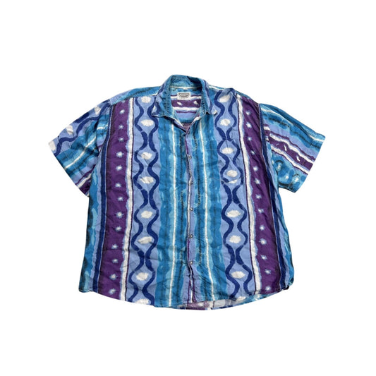 Hawaiian Shirt abstract vintage blue purple