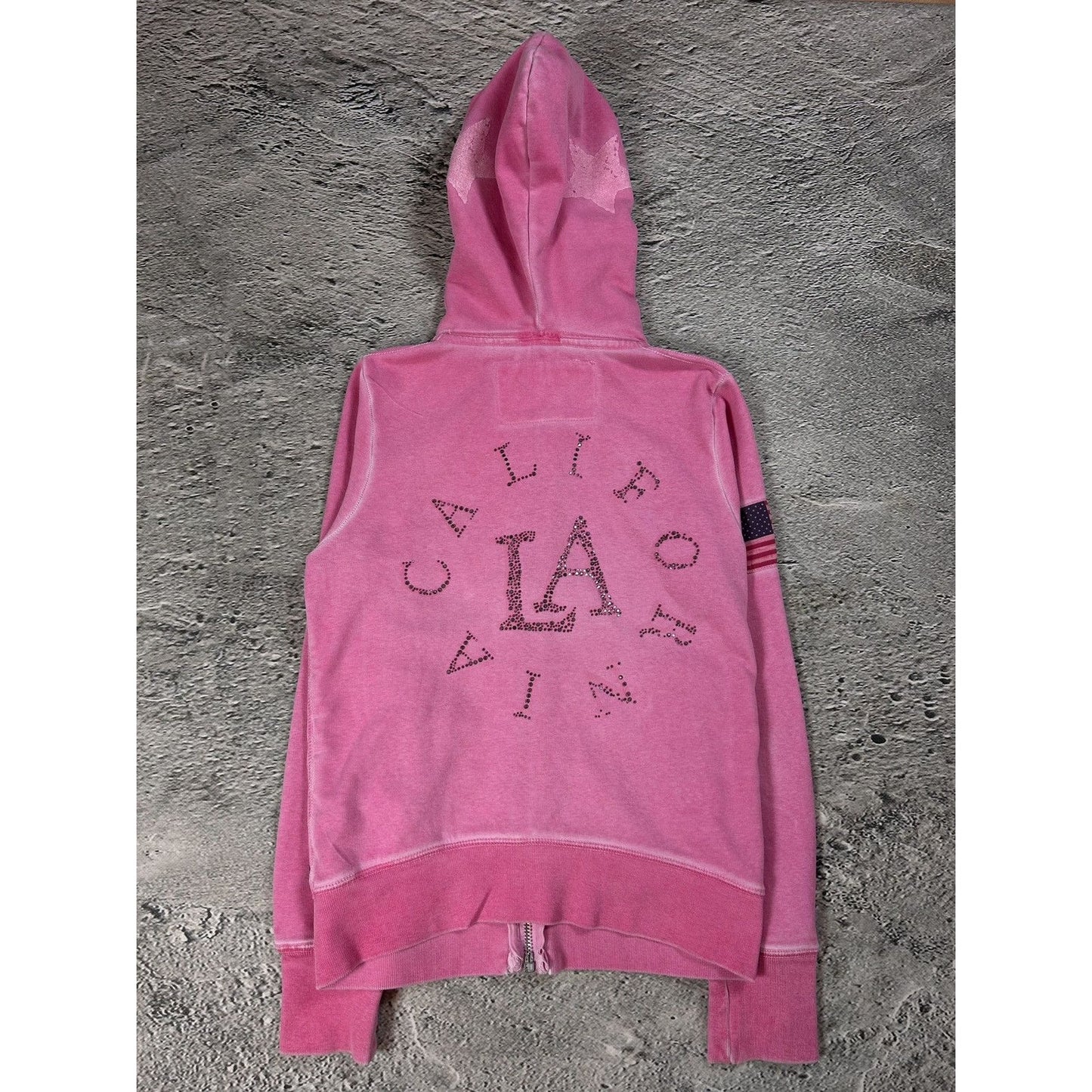 True Religion zip hoodie pink rhinestones Y2K