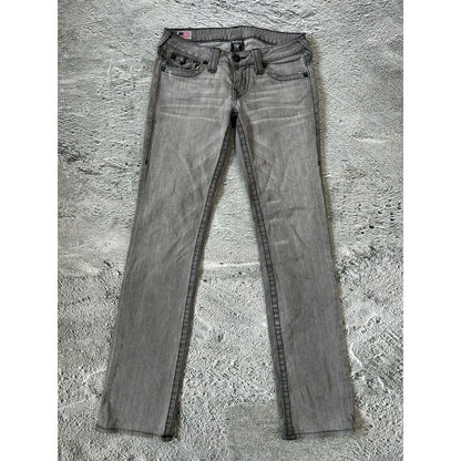 True Religion grey jeans black contrast stitching Billy Y2K