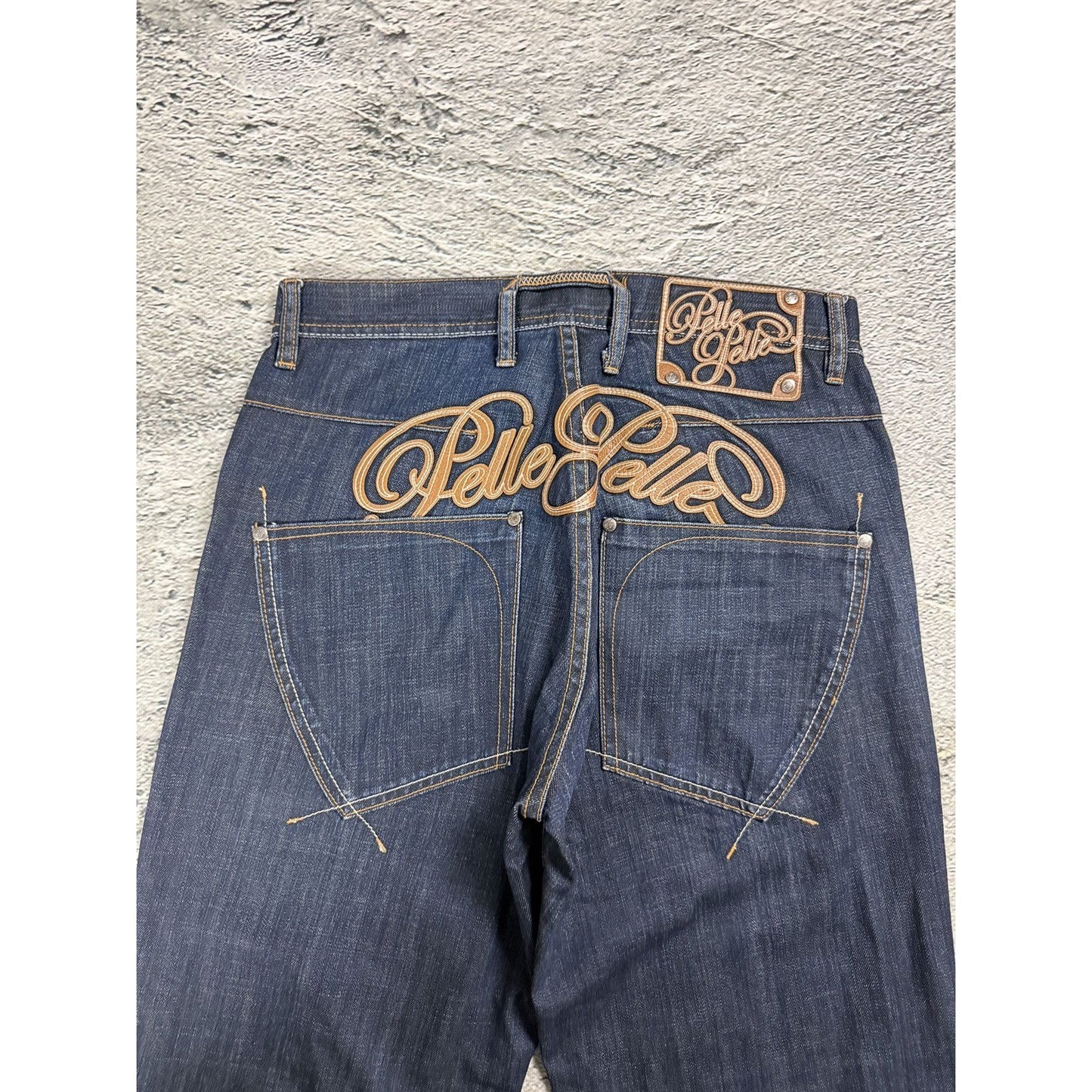 Pelle Pelle vintage navy blue jeans Y2K baggy denim big logo