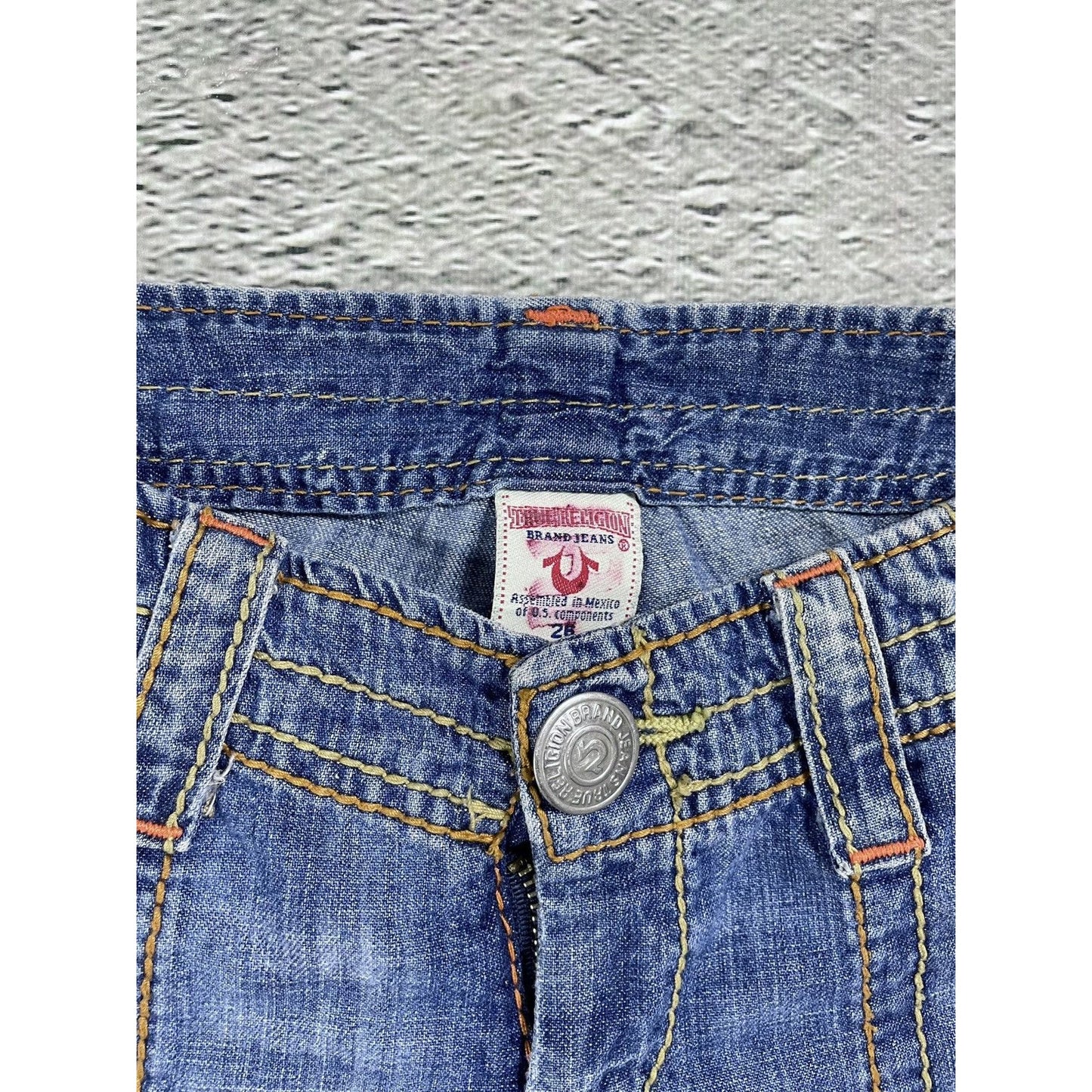 True Religion jorts vintage blue denim shorts thick stitching Y2K jeans