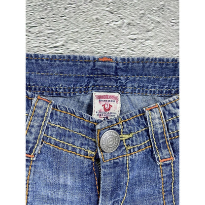True Religion jorts vintage blue denim shorts thick stitching Y2K jeans