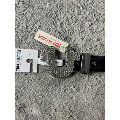 True Religion belt leather black Y2K rhinestones
