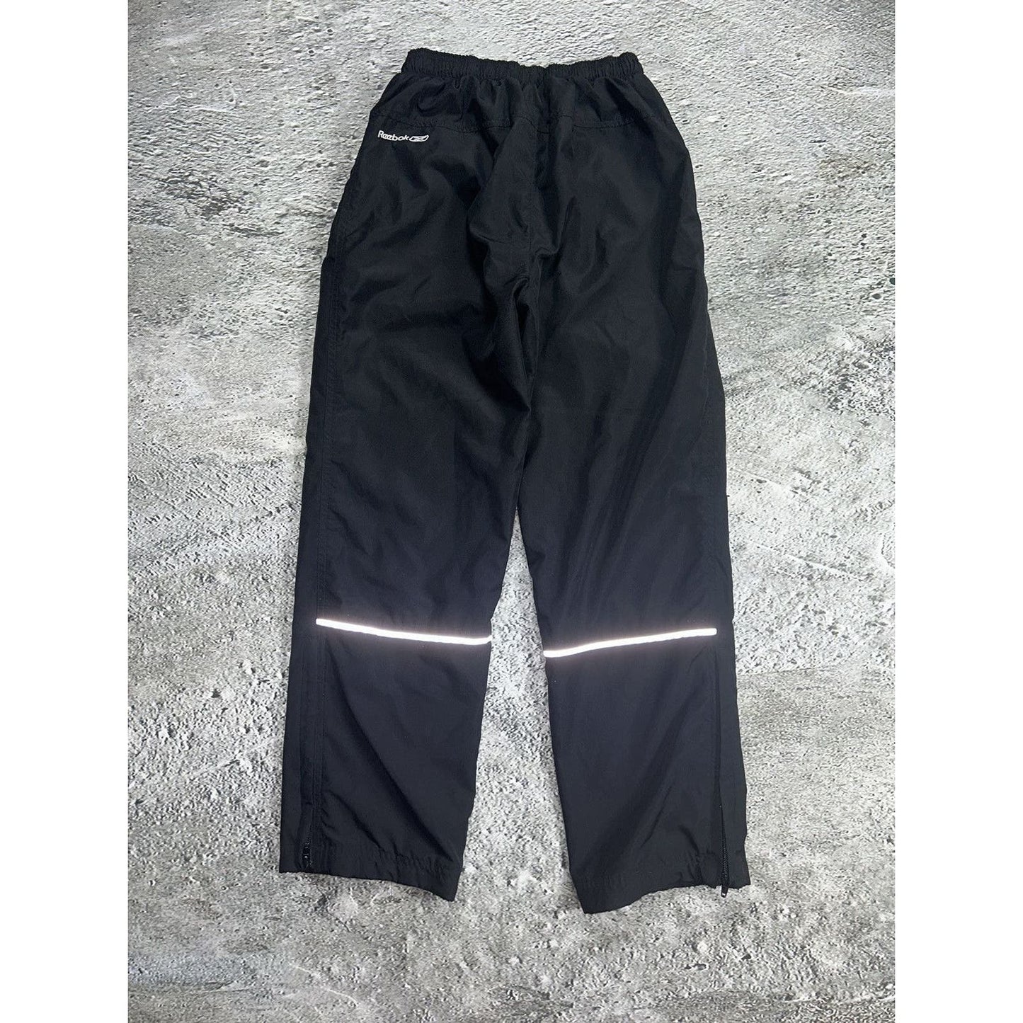 Reebok nylon track pants parachute black Y2K reflective