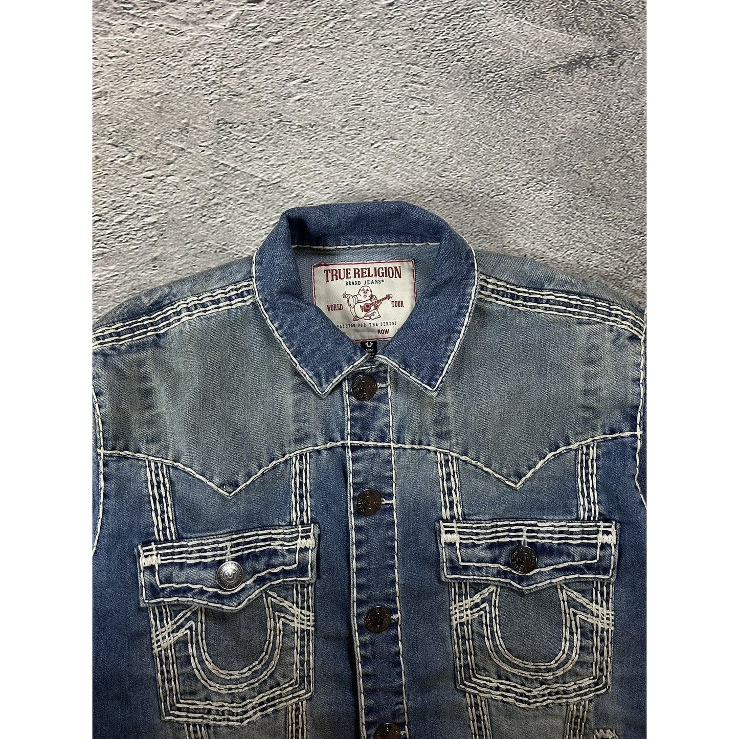 True Religion denim jacket trucker washed White stitching