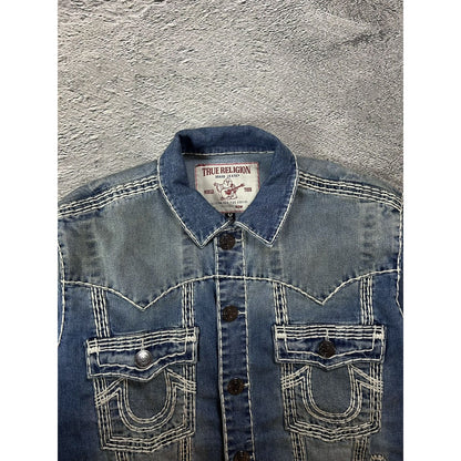True Religion denim jacket trucker washed White stitching