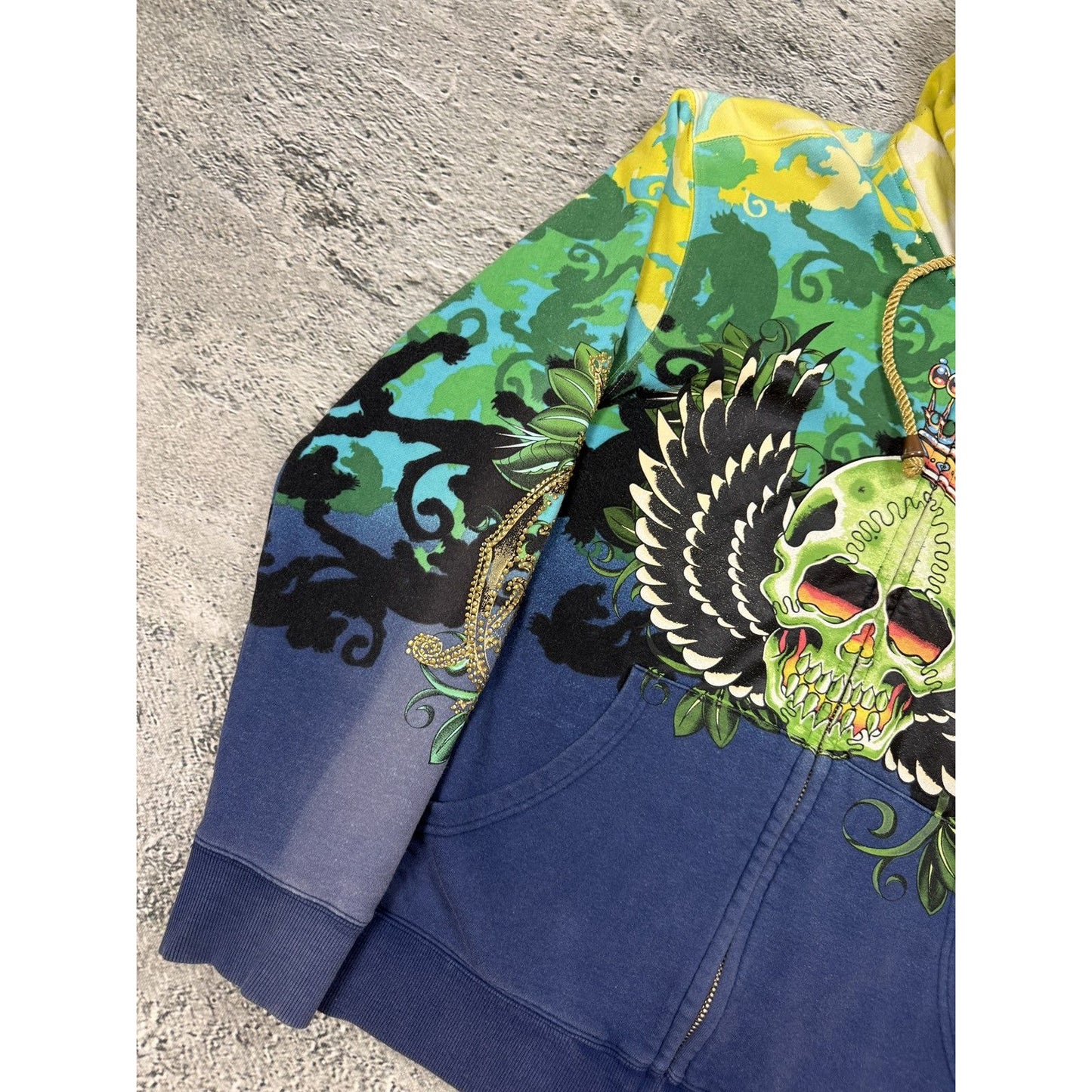 Ed Hardy zip hoodie yellow vintage Y2K Christian Audigier