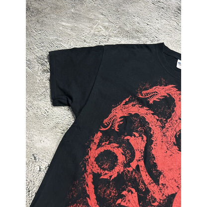 Vintage T-shirt dragon three head red black