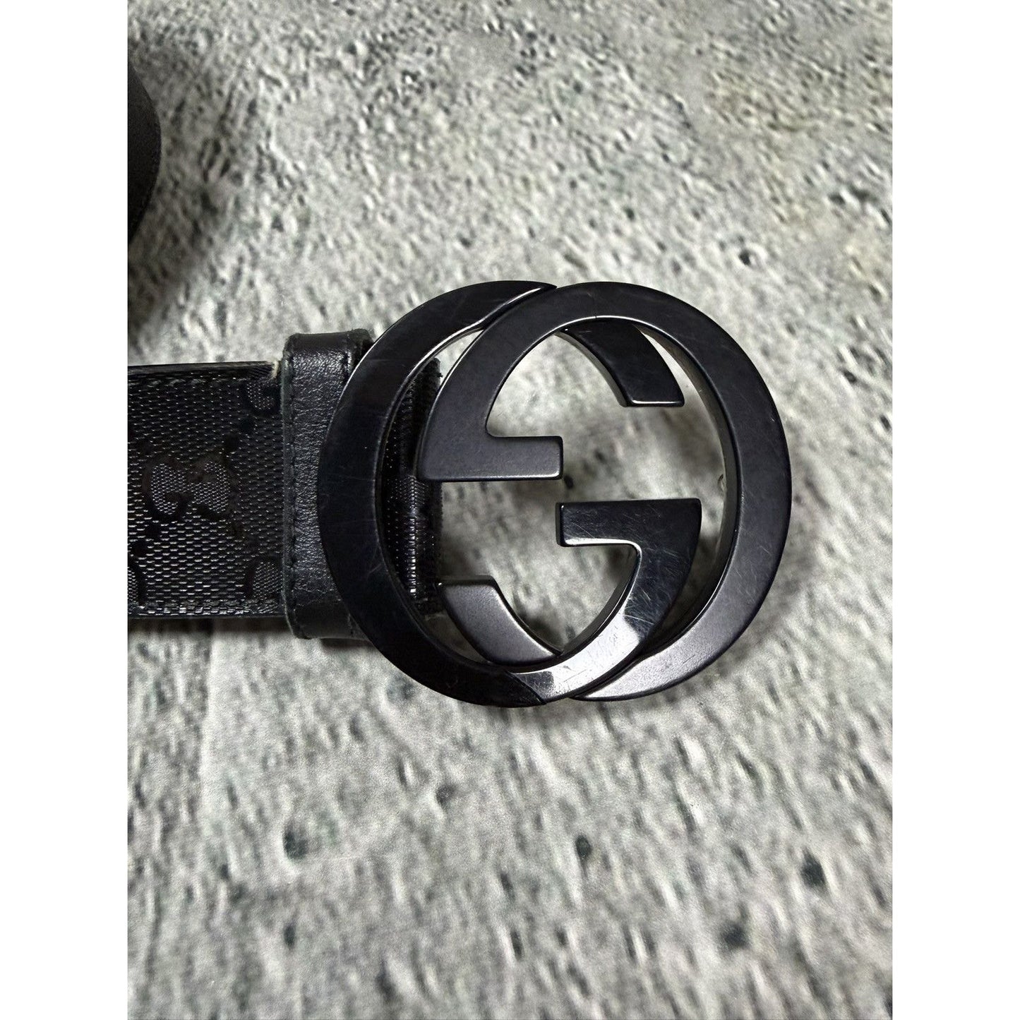 Gucci belt black big buckle double G monogram