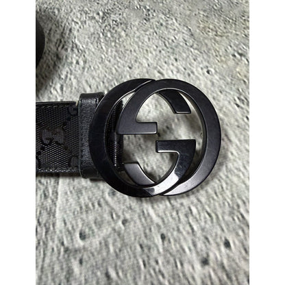 Gucci belt black big buckle double G monogram