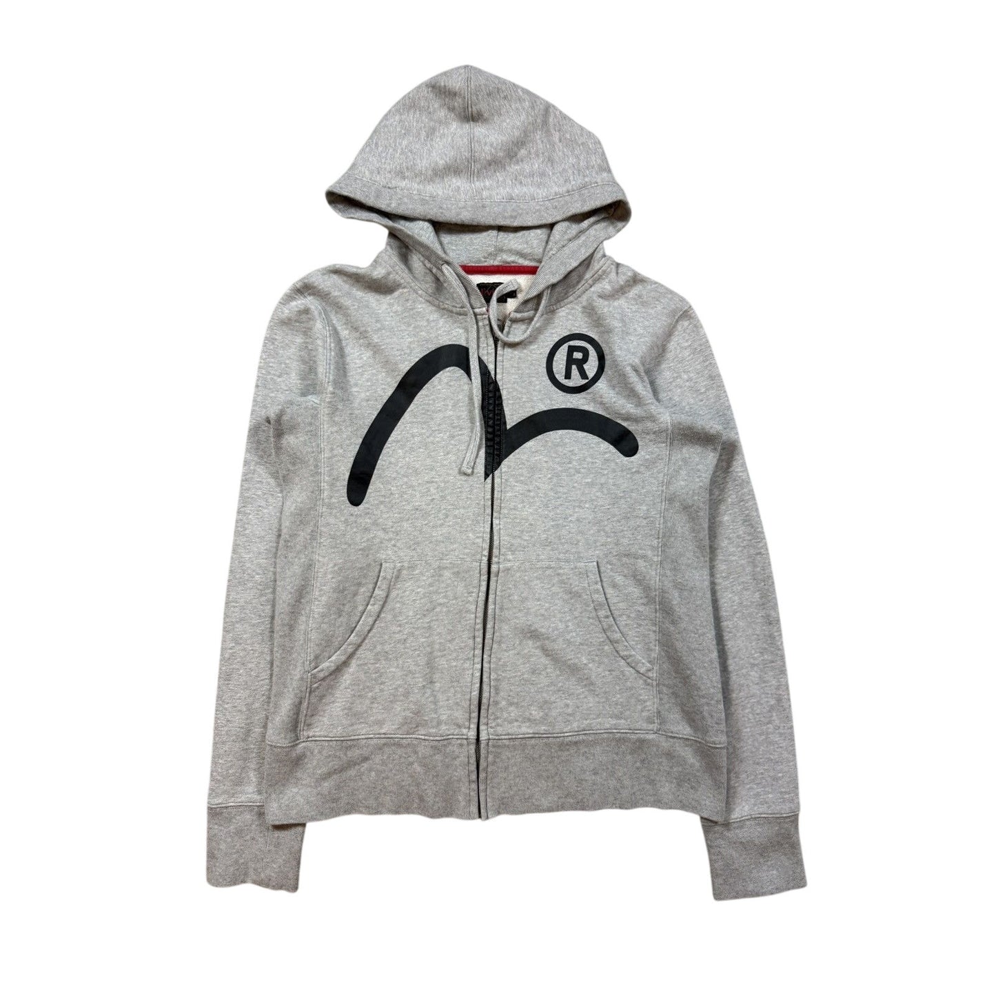 Evisu zip hoodie white grey vintage big logo Y2K