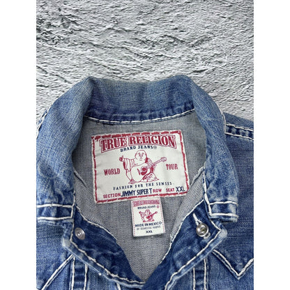 True Religion denim jacket trucker blue contrast stitching