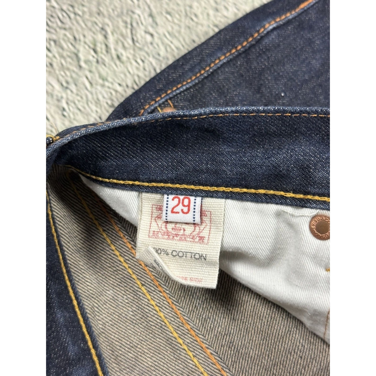 Evisu jeans daicock red navy sample raw denim Selvedge