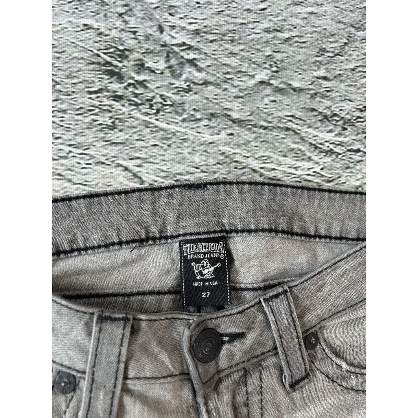 True Religion grey jeans black contrast stitching Billy Y2K