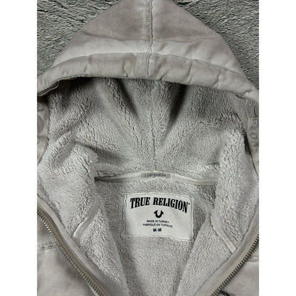 True Religion zip hoodie vintage skull rhinestones sherpa