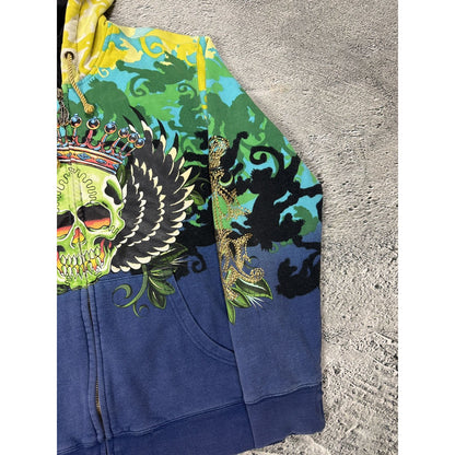 Ed Hardy zip hoodie yellow vintage Y2K Christian Audigier