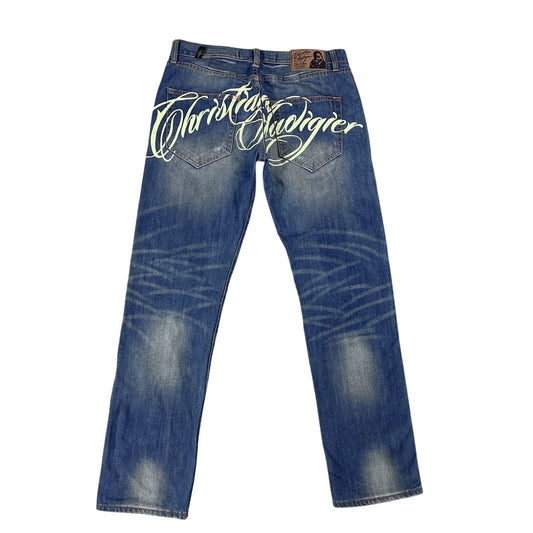 Ed Hardy Christian Audigier vintage jeans big logo pants