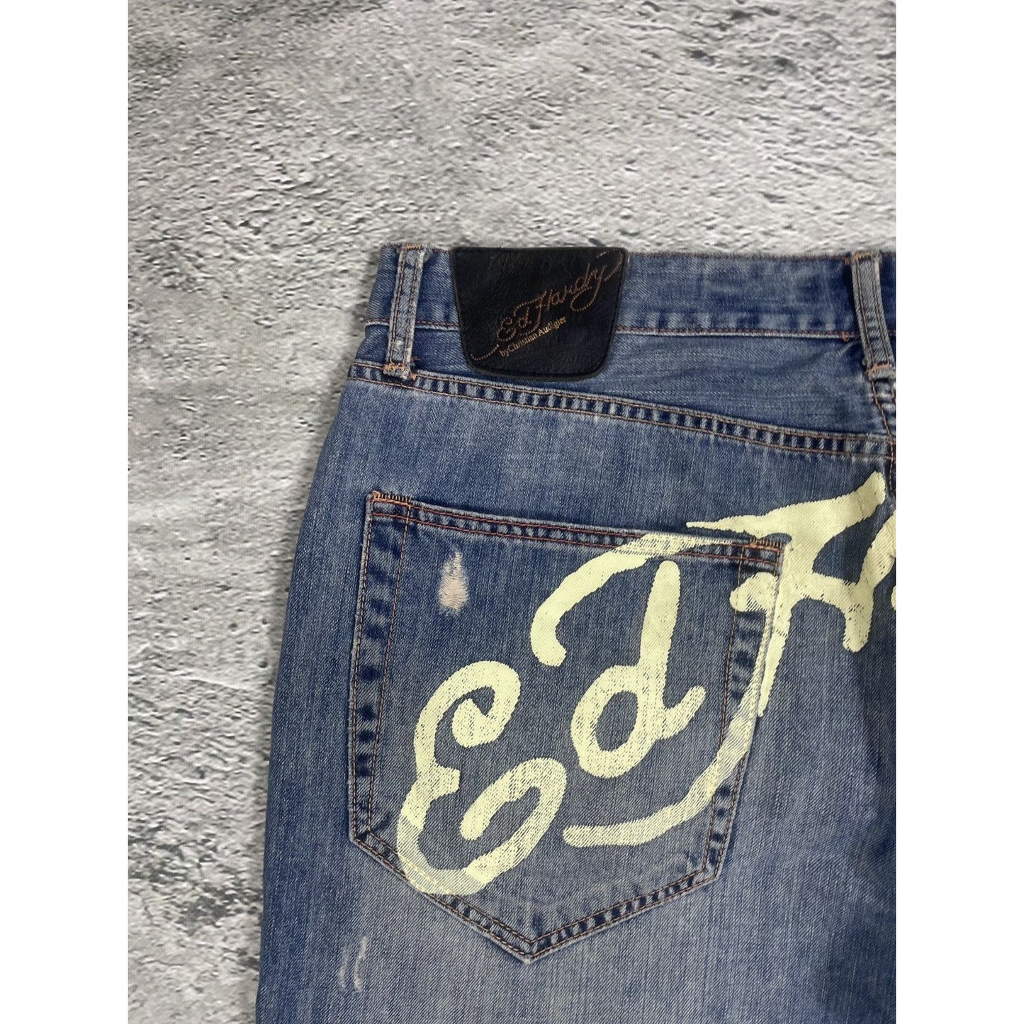 Ed Hardy Christian Audigier vintage jeans big logo pants