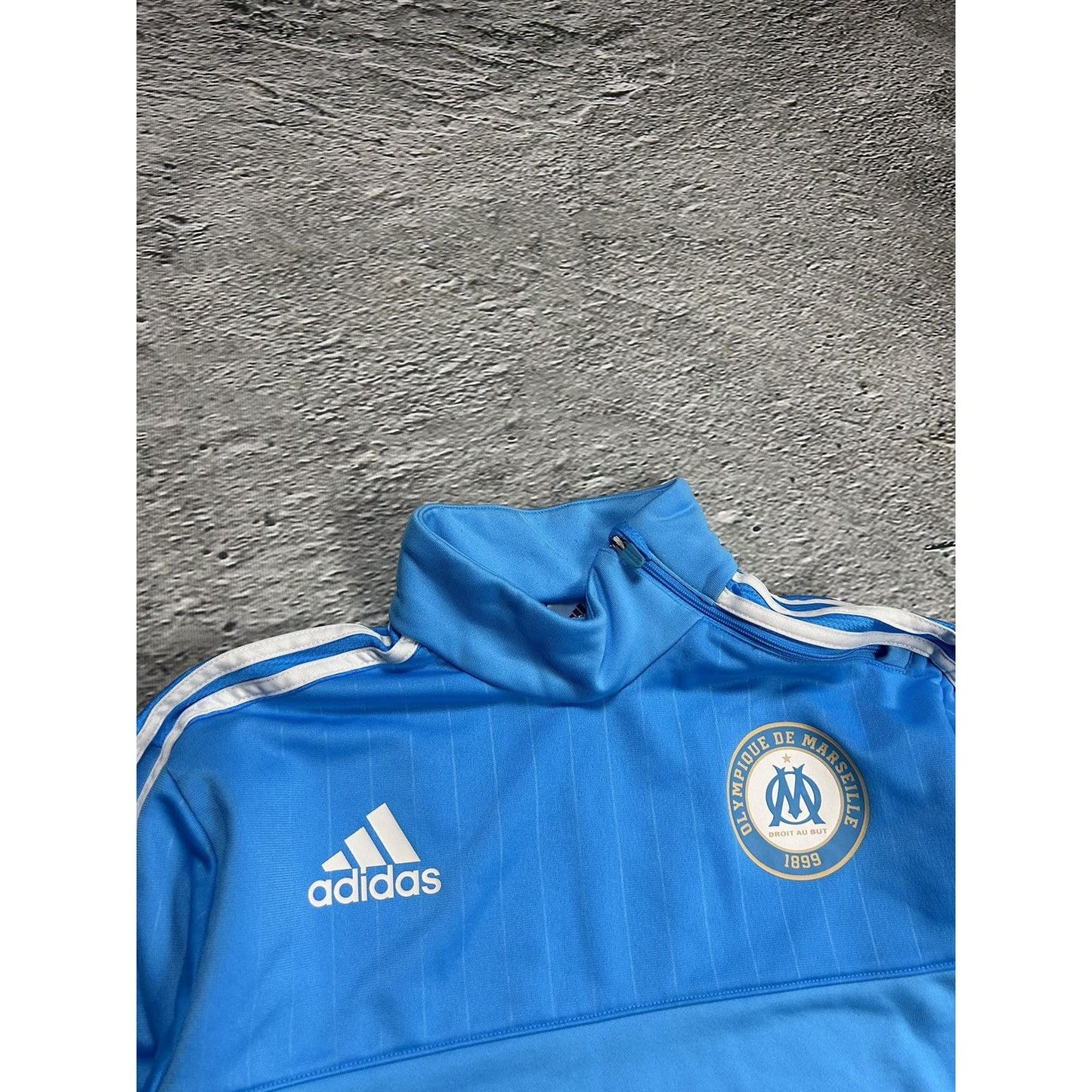 Olympique Marseille Adidas sweatshirt asymmetrical zip blue