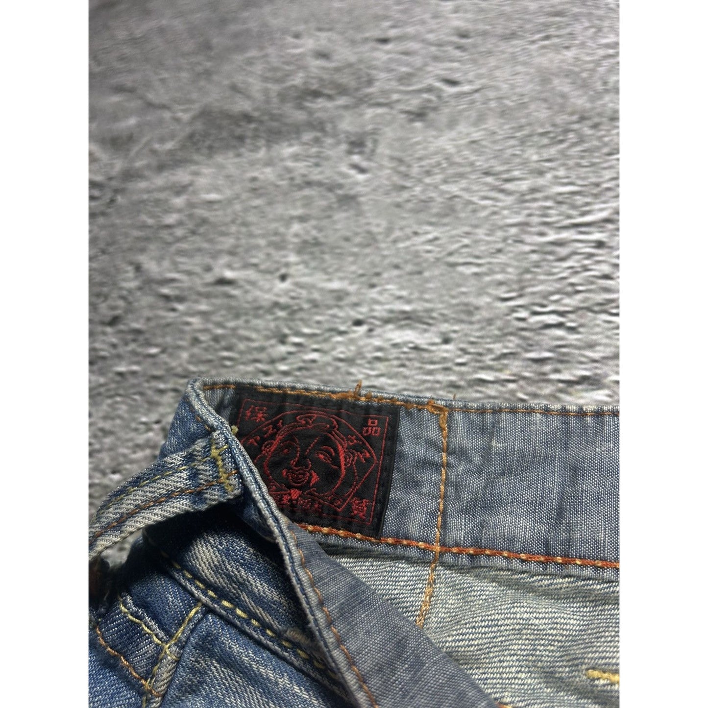 Evisu EU ED jeans vintage denim pants seagulls baby blue