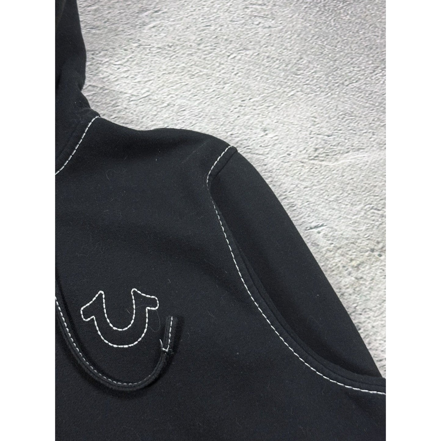 True Religion zip hoodie vintage Black White stitching