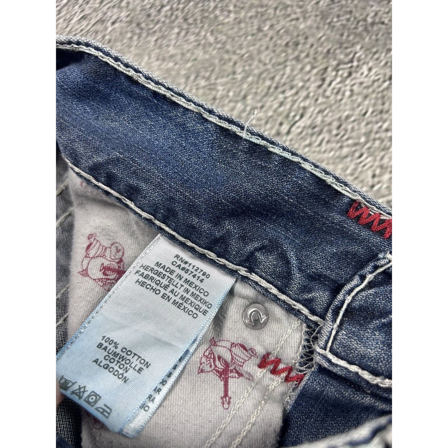 True Religion blue jeans white stitching Y2K straight flaps