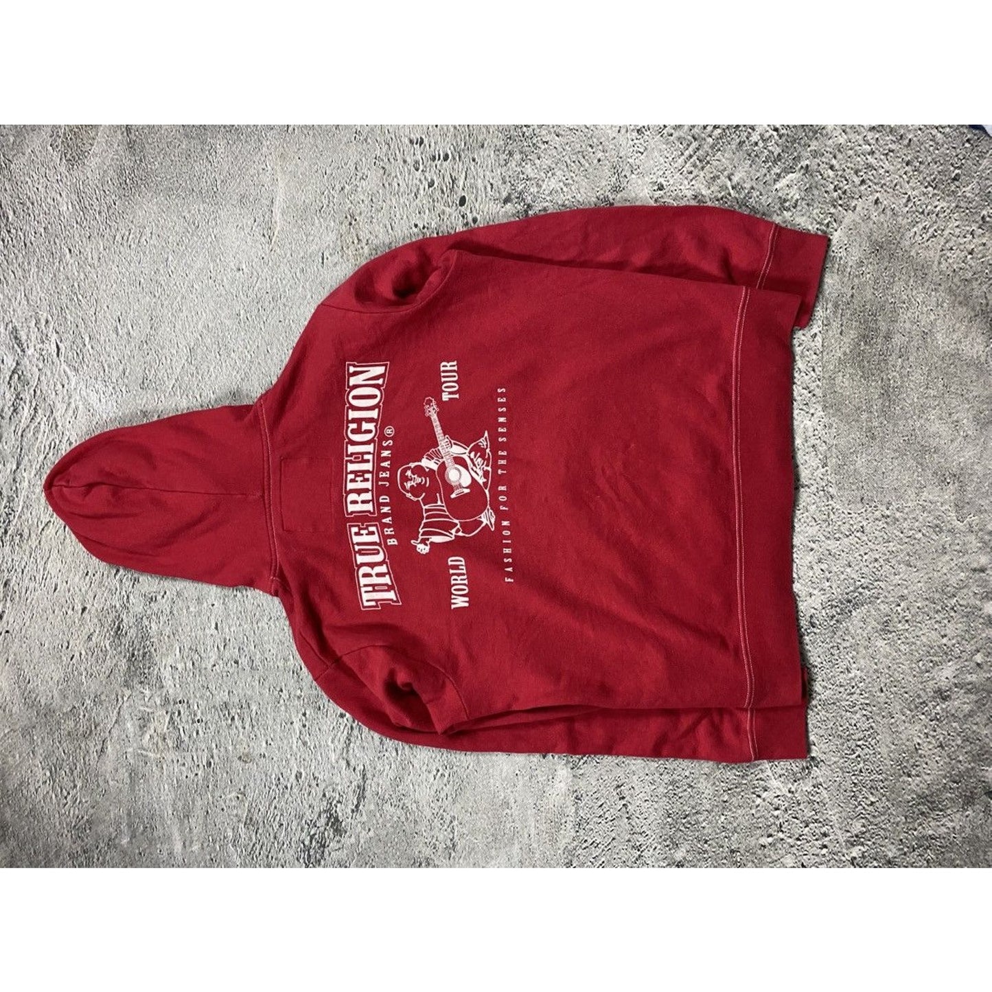 True Religion zip hoodie red big logo buddha horseshoe