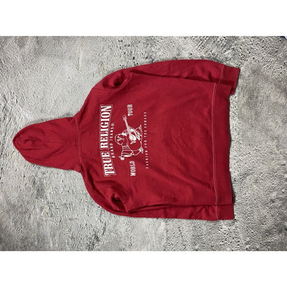 True Religion zip hoodie red big logo buddha horseshoe