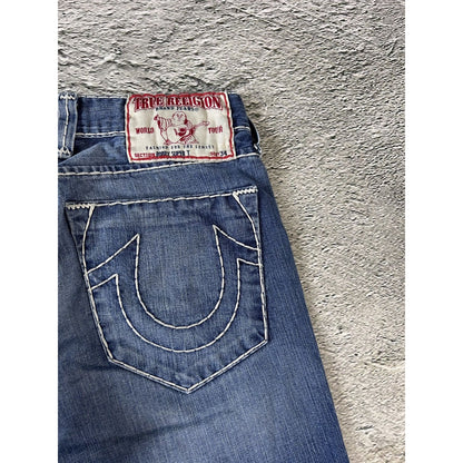 True Religion Blue jeans white thick stitching Bobby