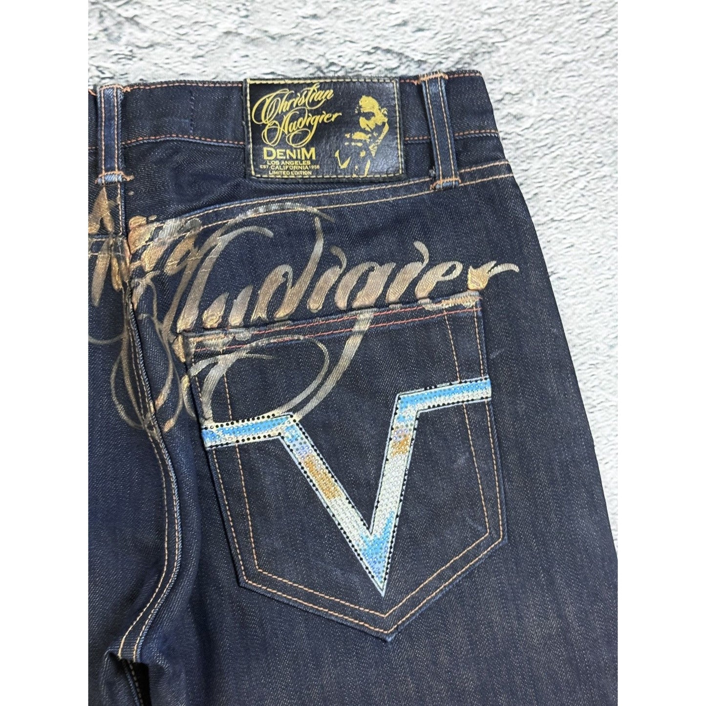 Ed Hardy Christian Audigier vintage jeans big logo pants