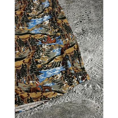Stussy shirt landscape print button up canoe outdoor vintage
