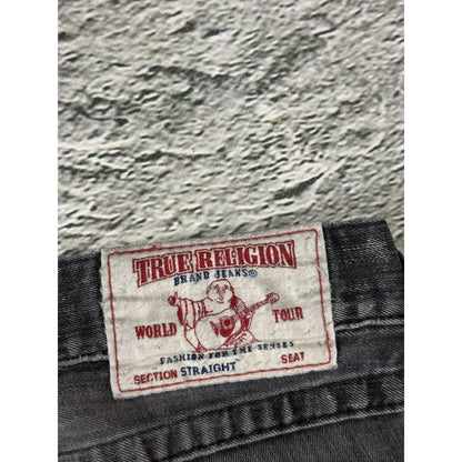 True Religion washed grey dark black jeans straight