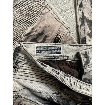 Rock Revival vintage jeans moto biker Y2K slim beige black