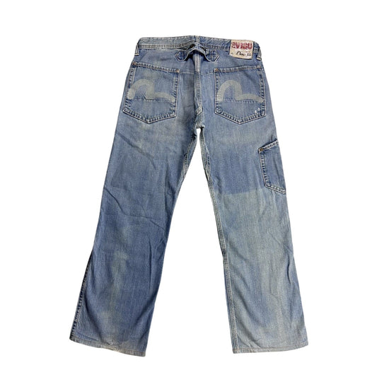 Evisu EU ED jeans vintage denim pants cargo baby blue Y2K