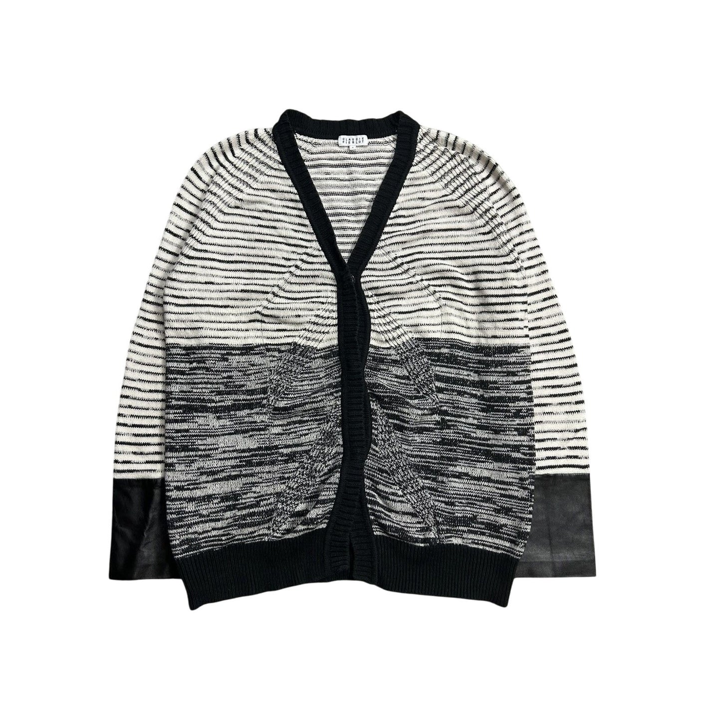 Claudie Pierlot cardigan sweater white black striped