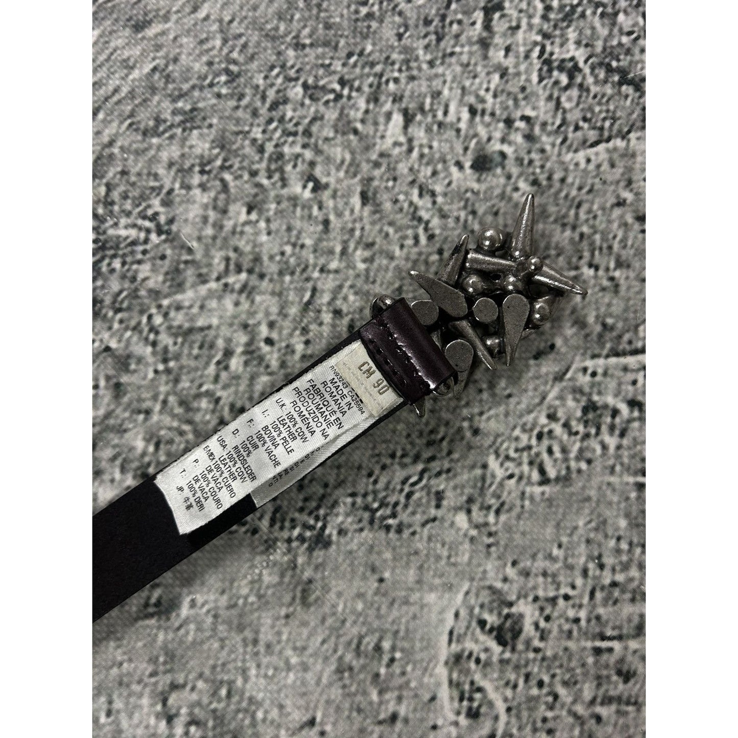 Diesel belt silver big buckle purple leather