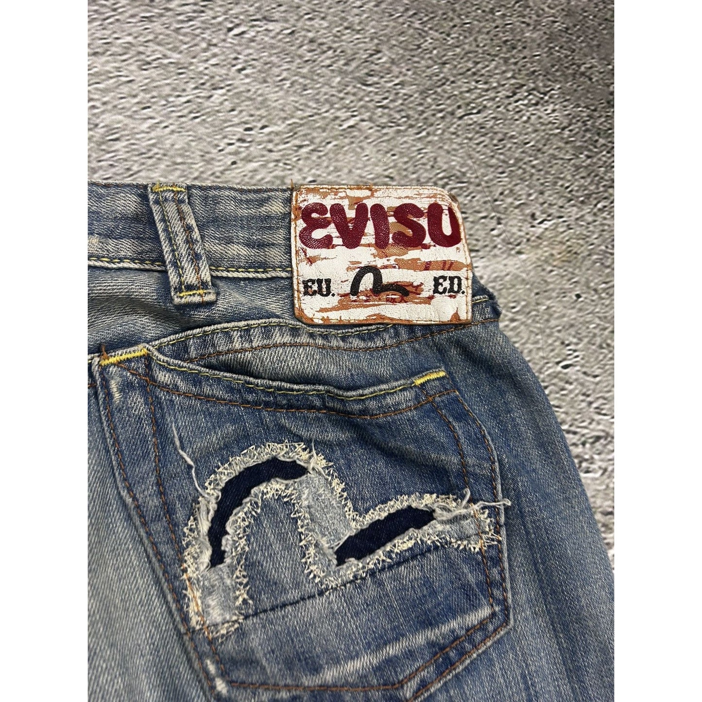 Evisu EU ED jeans vintage denim pants seagulls baby blue