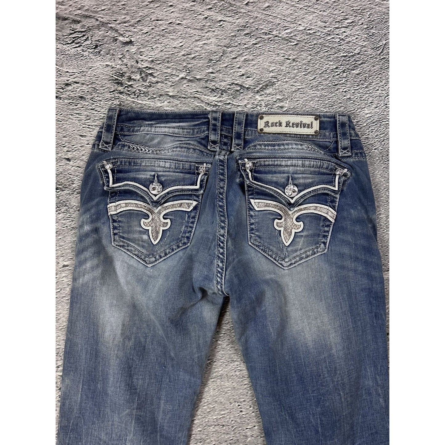 Rock Revival rhinestone glitter jeans Y2K flared Etty
