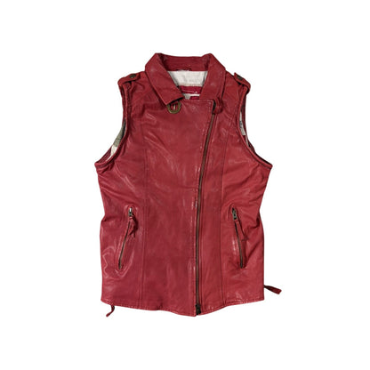 True Religion leather red vest jacket rockstar america