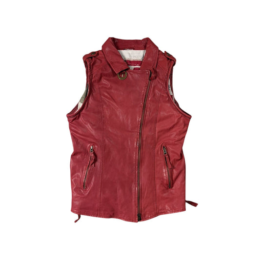 True Religion leather red vest jacket rockstar america
