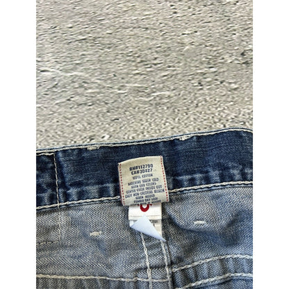 True Religion blue jeans white thick stitching Y2K