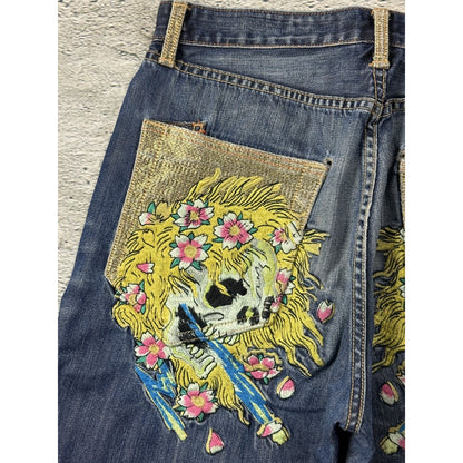 Ed Hardy vintage jeans skull embroidered big logo pants