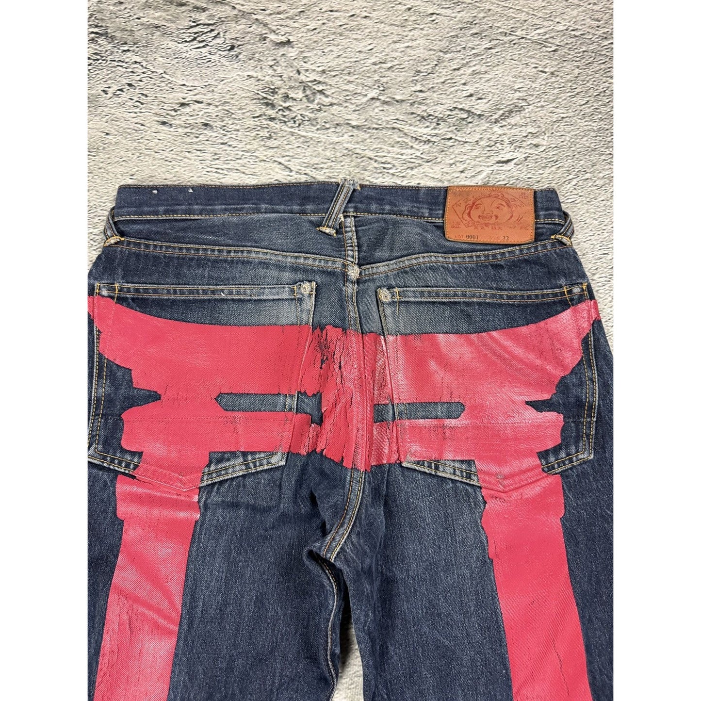 Evisu jeans daicock big logo red selvedge denim