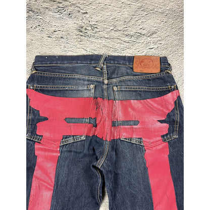 Evisu jeans daicock big logo red selvedge denim