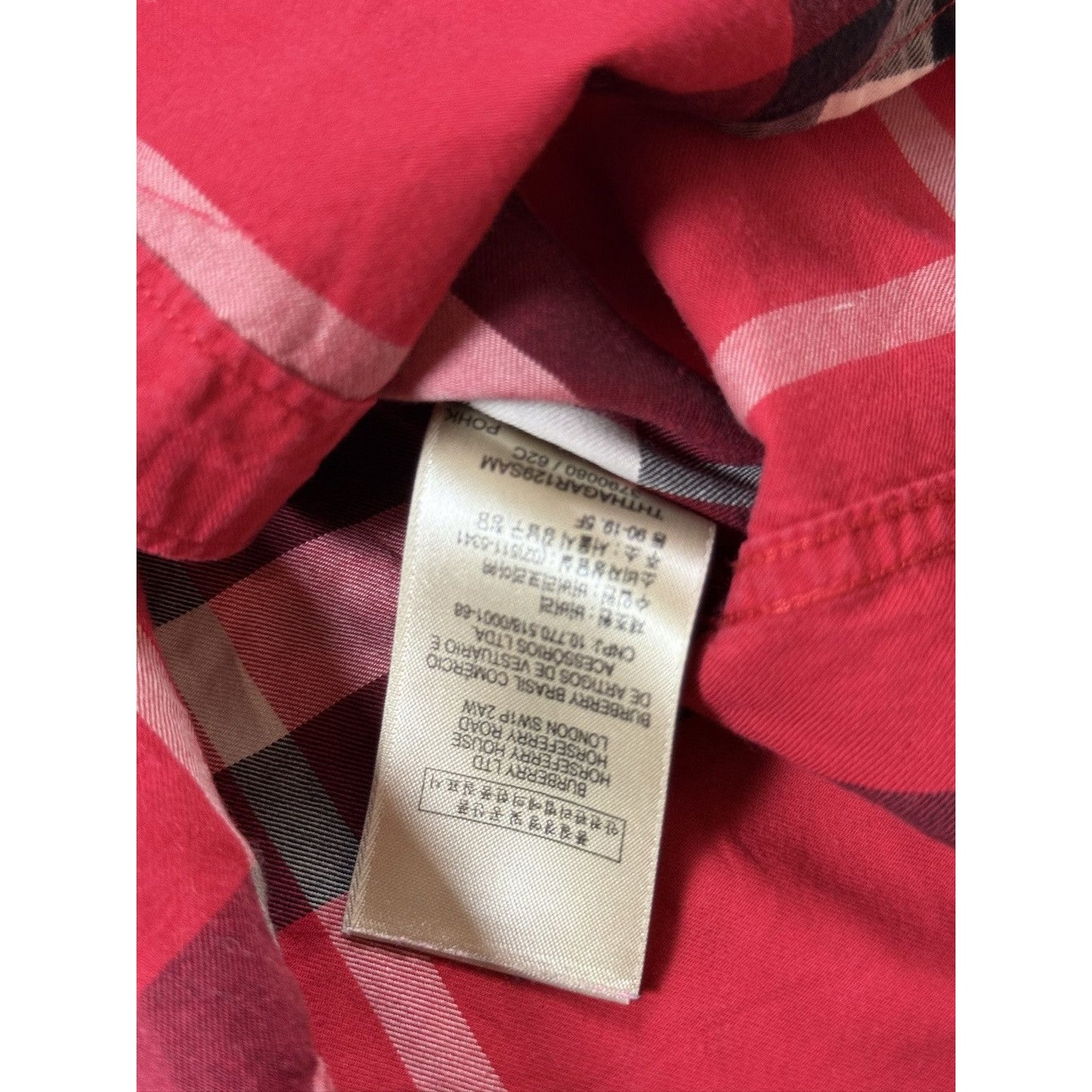 Burberry Brit Red Nova check monogram long sleeve shirt