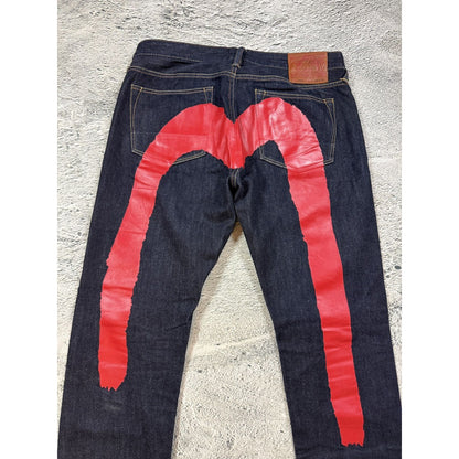 Evisu jeans daicock big logo Red selvedge raw denim Japan